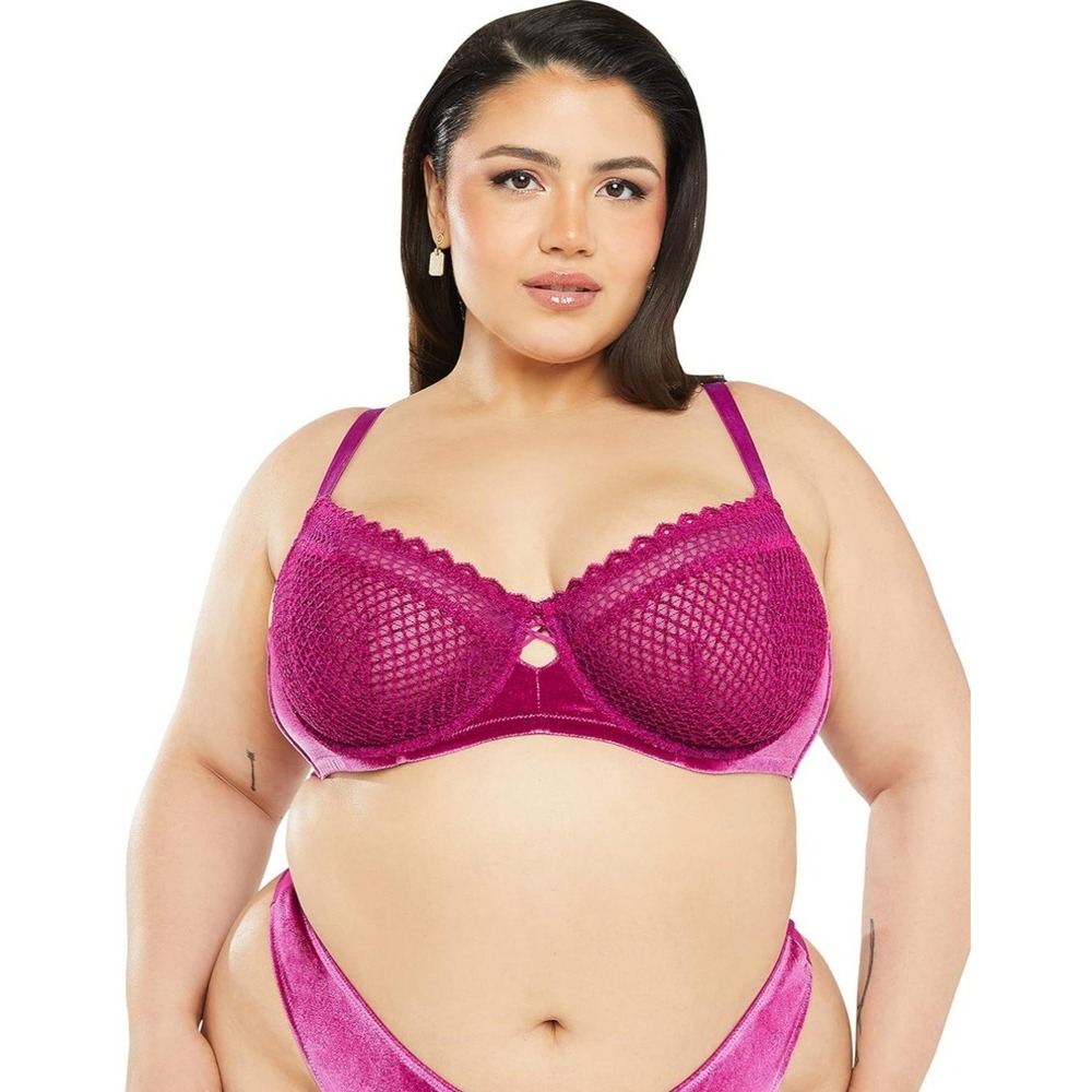 Savage X Fenty Women's Purple Velvet Vixen Unlined Balconette Bra Size 42DDD